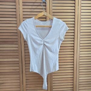 NWT American Eagle AE Light Beige/Cream V-Neck Bodysuit